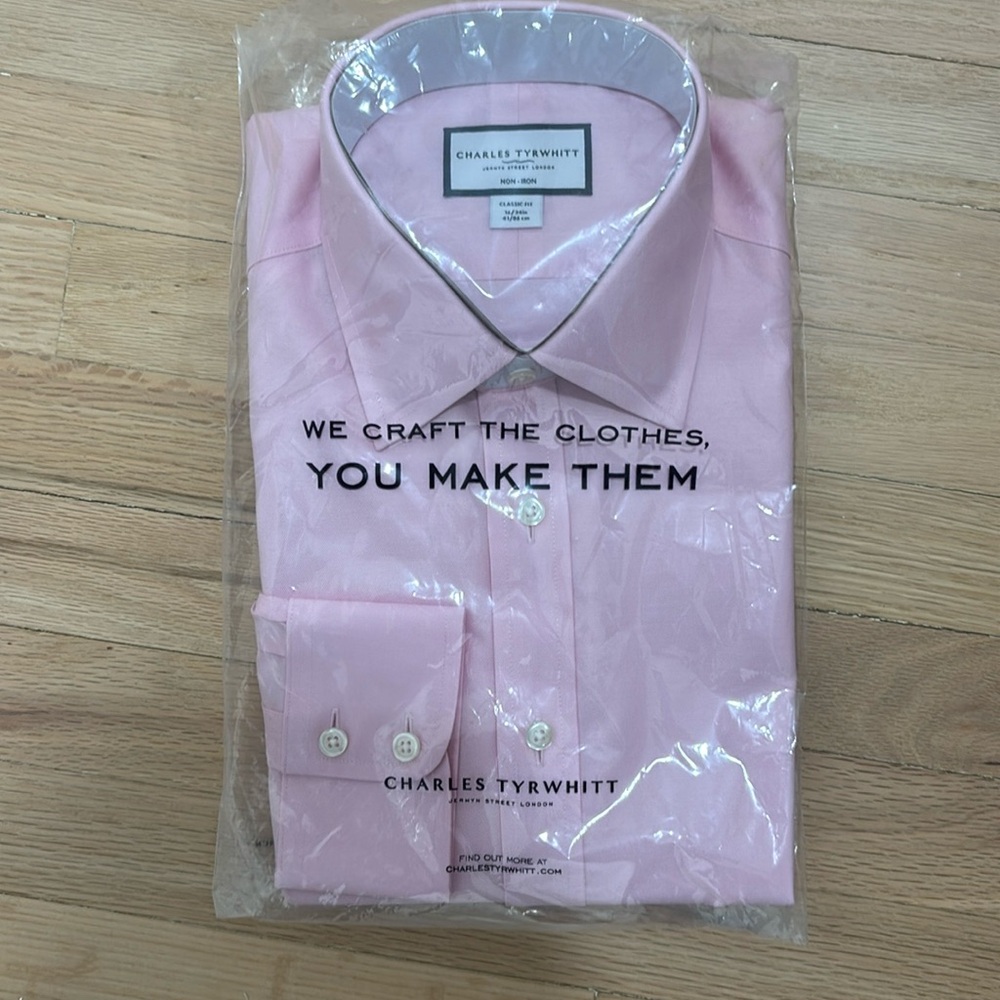 COPY - Charles Tyrwhitt Classic Fit 16x34 Pink Dress Shirt - Poplin
